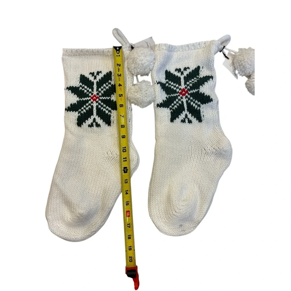 Hearth & Hand Magnolia Green Snowflake Christmas Jacquard Knit Stockings NWT